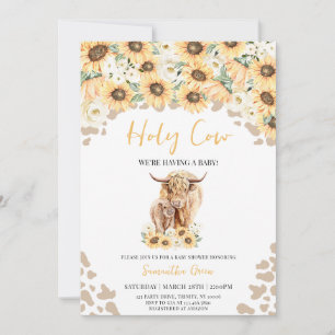 Invitation Baby shower de la vache sacrée tournesol