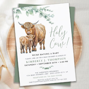 Invitation Baby shower de la vache sainte Boho verdure Highla
