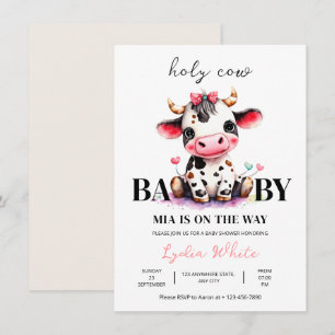 Invitation Baby shower de la vache Sainte minimaliste baby sh
