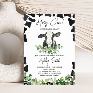 Invitation Baby shower de la vache verte