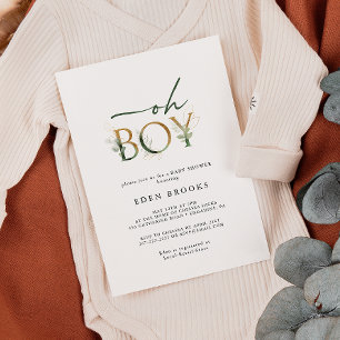 Invitation Baby shower de la verdure et de l'or Oh garçon Inv