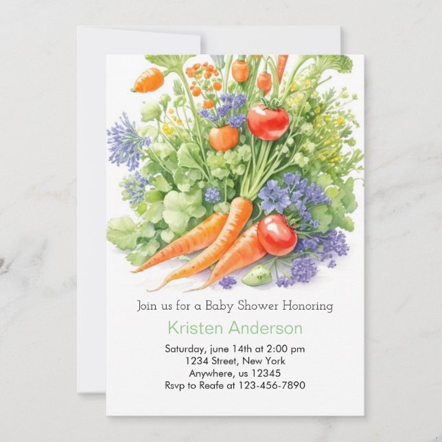 Invitation Baby shower de la vigne tomate (Devant)