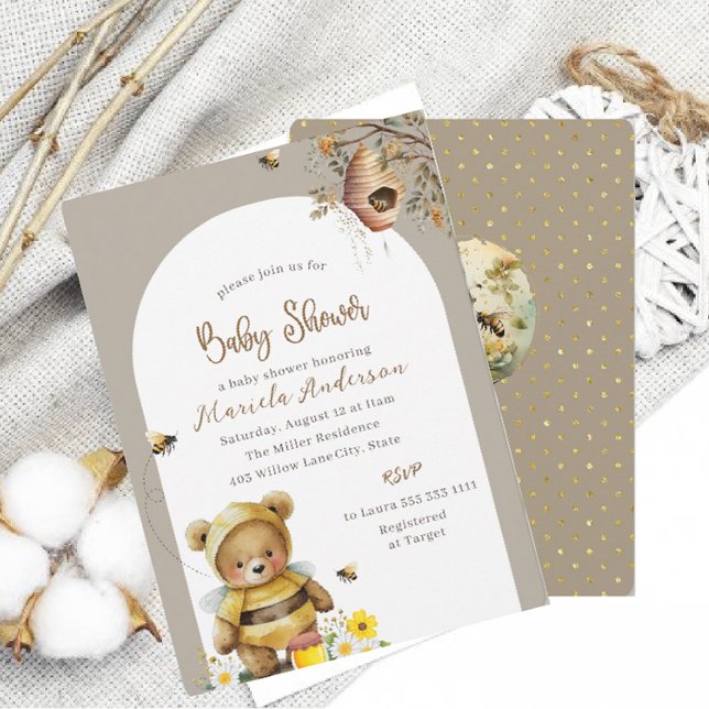 Invitation Baby shower de la voie d'abeille neutre selon le s (Créateur téléchargé)