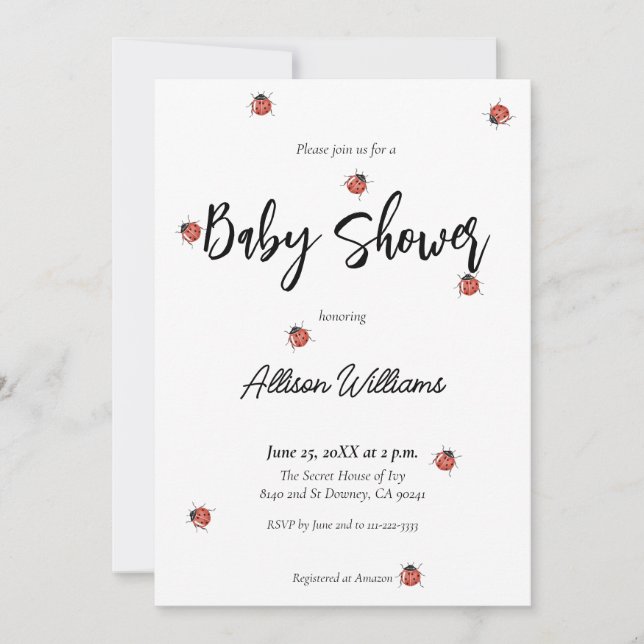 Invitation Baby shower de Ladybug amusant (Devant)