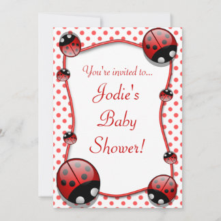 Invitation Baby shower De Ladybug Rouge Et Blanc