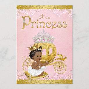 Invitation Baby shower de l'Afro-Américain Pink Gold