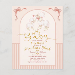Invitation Baby shower de l'agneau rose
