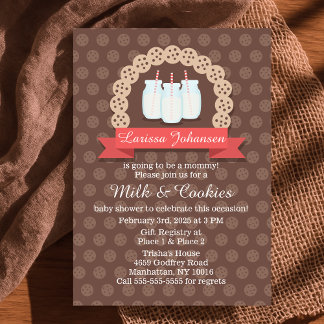 Invitation Baby shower de lait et de biscuits pour filles
