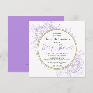 Invitation Baby shower de laiton violet de pivoine Floral