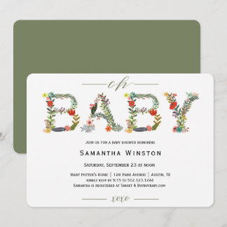 Invitation Baby shower de l'alphabet floral du boi