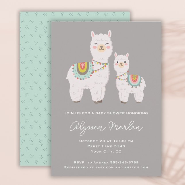 Invitation baby shower de lama boho (Créateur téléchargé)