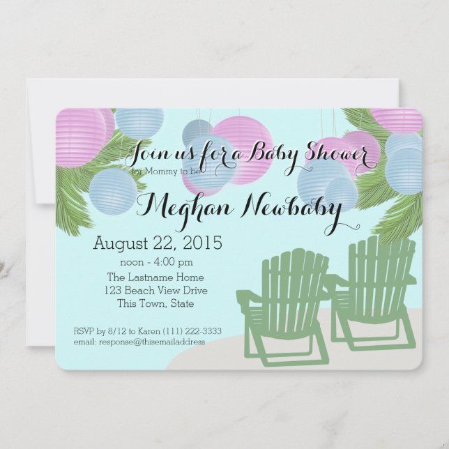 Invitation Baby shower de lanternes de plage (Devant)
