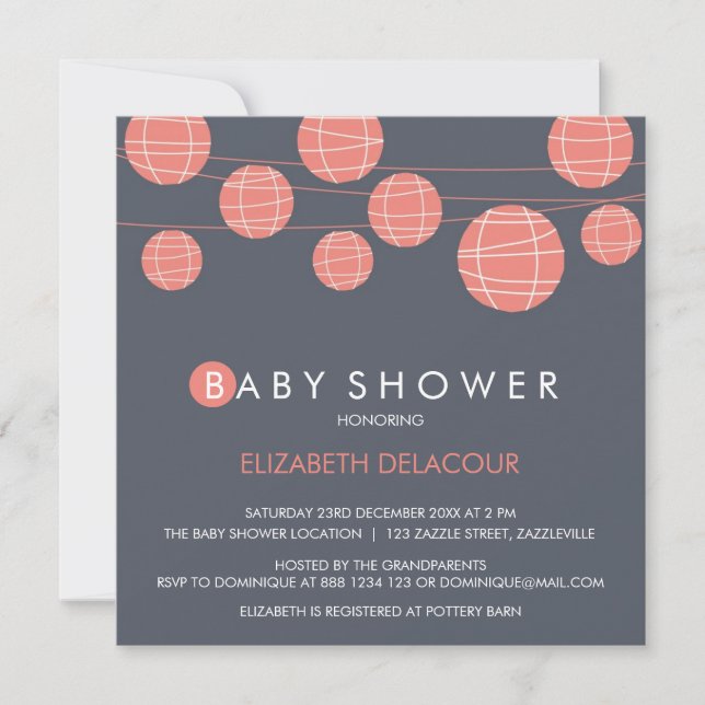 Invitation Baby shower de lanternes en papier chin (Devant)