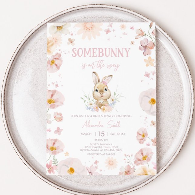 Invitation Baby shower de lapin (Somebunny Is On The Way Baby Shower Invitation)
