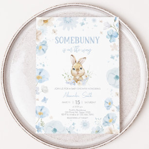 Invitation Baby shower de lapin bleu