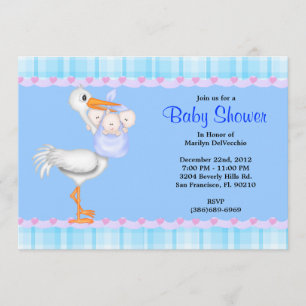 Invitation Baby shower de lapin bleu peluché sucré et doux