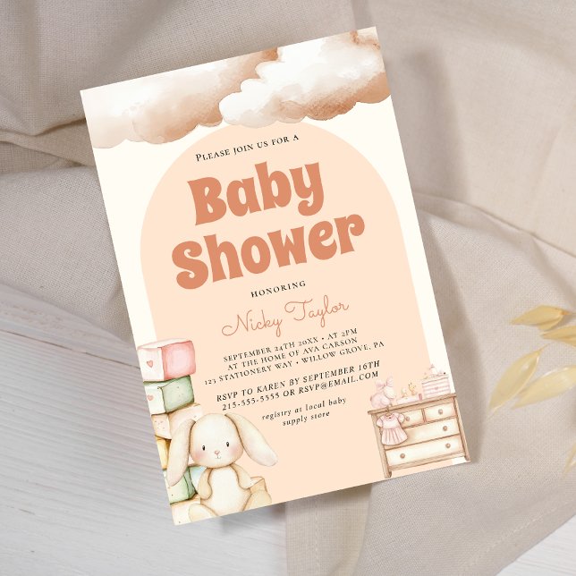 Invitation Baby shower de lapin Boho Cute (Créateur téléchargé)