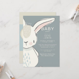 Invitation Baby shower de lapin d'aquarelle mignonne