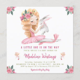 Invitation Baby shower de lapin de ballerine