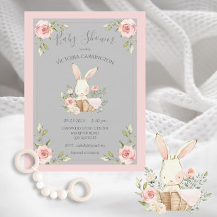 Invitation Baby shower de lapin de lapin grisé