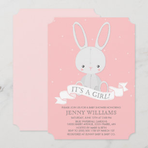 Invitation Baby shower de lapin farci lapin fille