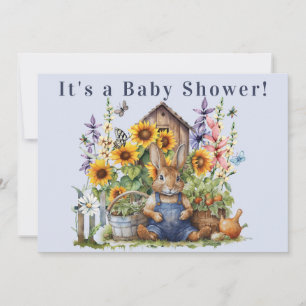 Invitation Baby shower de lapin Fleur sauvage de tournesol