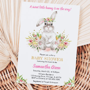 Invitation Baby shower de lapin floral