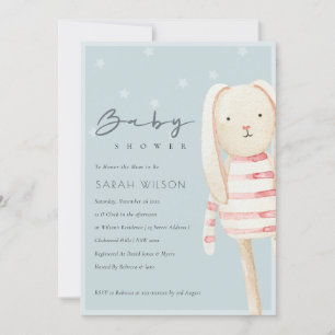 Invitation Baby shower de lapin gris rose