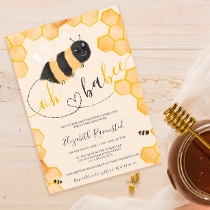 Invitation Baby shower de l'aquarelle de l'abeille