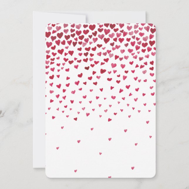 Invitation Baby shower de l'aquarelle des coeurs tombants (Devant)