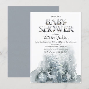 Invitation Baby shower de l'aquarelle forestière d'hiver