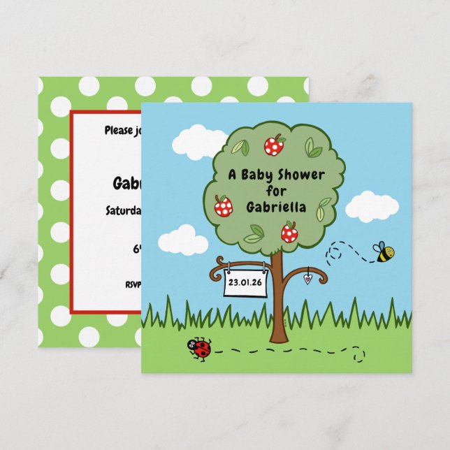 Invitation Baby shower de l'arbre de célébration p (Devant / Derrière)