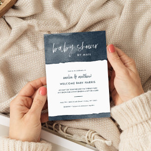 Invitation Baby shower de lavage d'encre minimaliste par cour