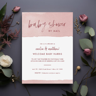Invitation Baby shower de lavage d'encre minimaliste par cour