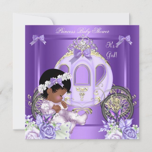Invitation Baby shower de lavande afro-américaine fille 5A (Devant)