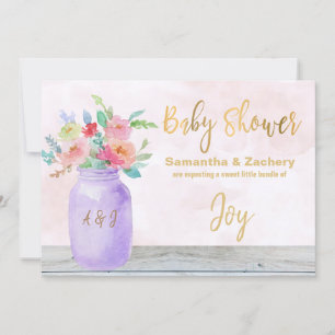 Invitation *~* Baby shower de Lavande de fleurs de mâchoires