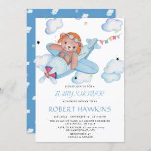 Invitation Baby shower de l'avion Teddy Bear