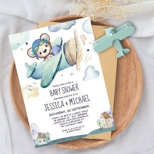 Invitation Baby shower de l'avion Teddy Bear