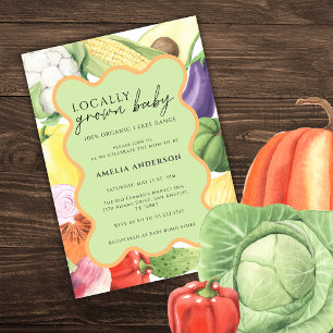 Invitation Baby shower de légumes bio pour bébés cultivés loc