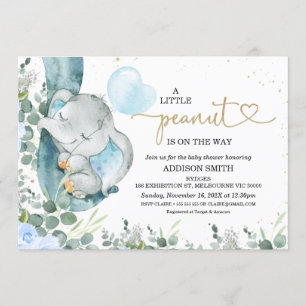 Invitation Baby shower de l'éléphant à la floraison de Little