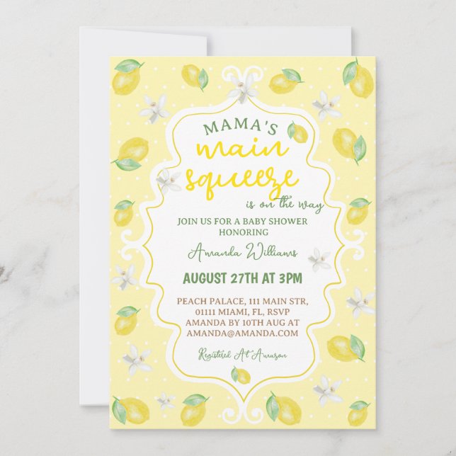 Invitation Baby Shower de Lemon Mama's Main Squeeze (Devant)