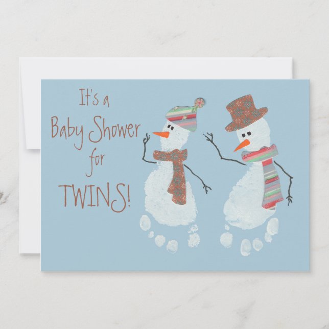 Invitation baby shower de l'Empreinte-Bébée Snowmen TWINS (Devant)