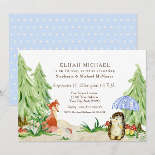 Invitation Baby shower de l'enfant de Hedgehog Forest Fox