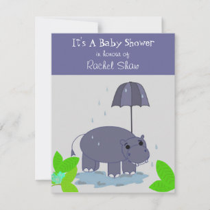 Invitation Baby shower de l'hippopotame violet