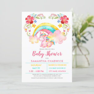 Invitation Baby shower de licorne magique pour filles