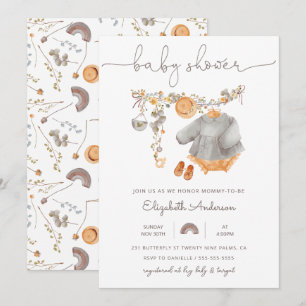 Invitation Baby shower de ligne de linge de bébé