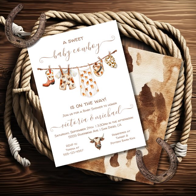 Invitation Baby shower de ligne de vêtements Boho Cowboy (Créateur téléchargé)