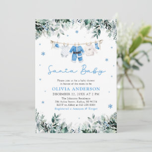 Invitation Baby shower de linge de maison de Noël Blue Père N