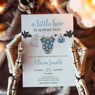Invitation Baby shower de linge de toilette Blue Little Boo