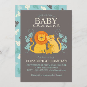 Invitation Baby shower de Lion de la Jungle Safari